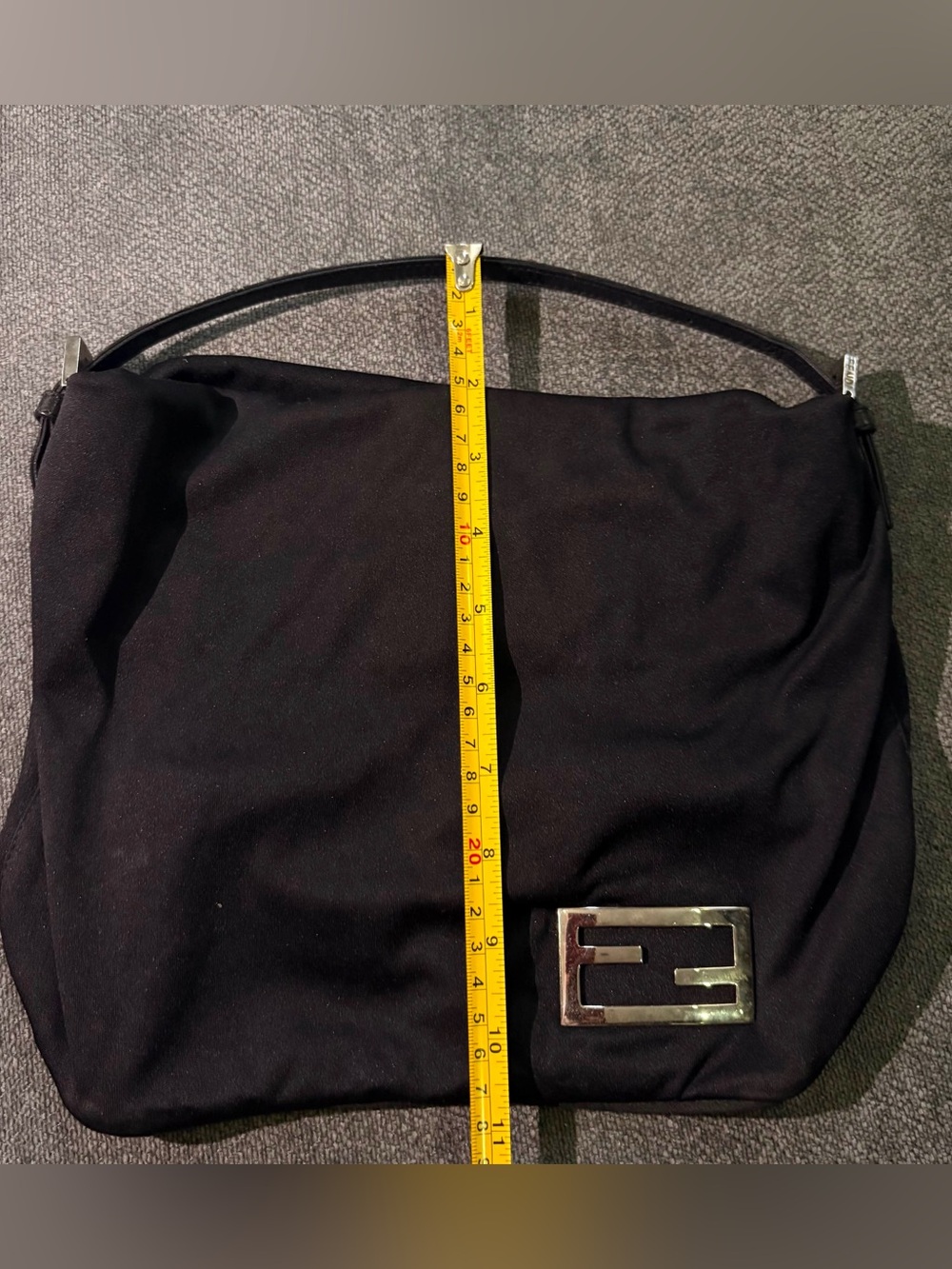 Vintage Fendi Black Nylon Mini Baguette Shoulder Bag FF Buckle Made Italy - Picture 6 of 7